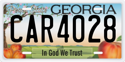 GA license plate CAR4028