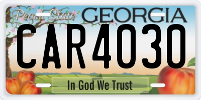 GA license plate CAR4030