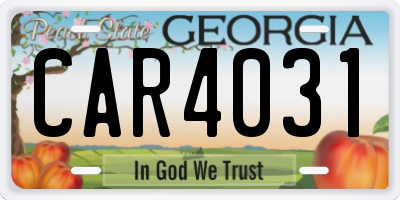 GA license plate CAR4031