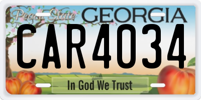 GA license plate CAR4034