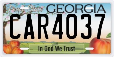 GA license plate CAR4037