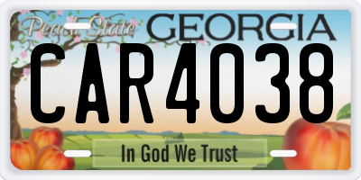 GA license plate CAR4038