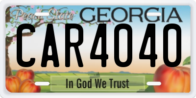 GA license plate CAR4040