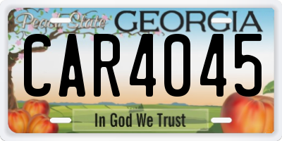 GA license plate CAR4045