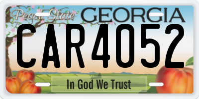 GA license plate CAR4052