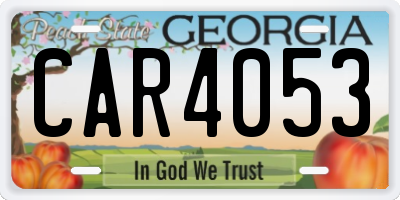 GA license plate CAR4053