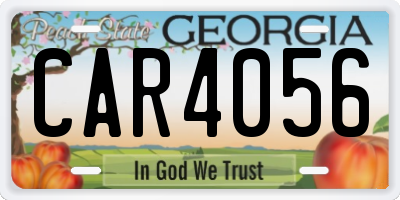 GA license plate CAR4056