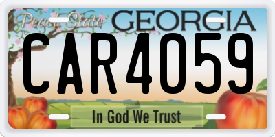 GA license plate CAR4059