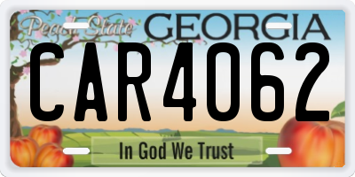 GA license plate CAR4062