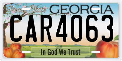 GA license plate CAR4063