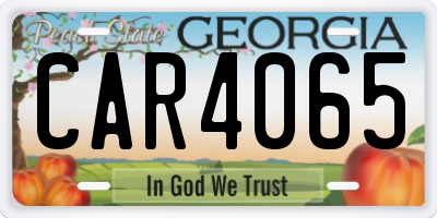 GA license plate CAR4065