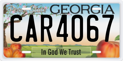 GA license plate CAR4067
