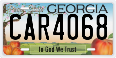 GA license plate CAR4068