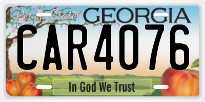 GA license plate CAR4076