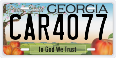 GA license plate CAR4077