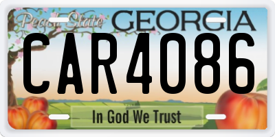 GA license plate CAR4086