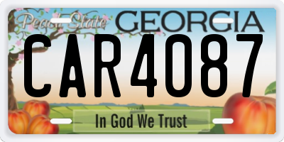 GA license plate CAR4087