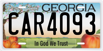 GA license plate CAR4093