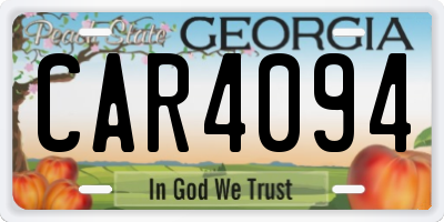 GA license plate CAR4094