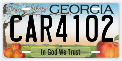 GA license plate CAR4102