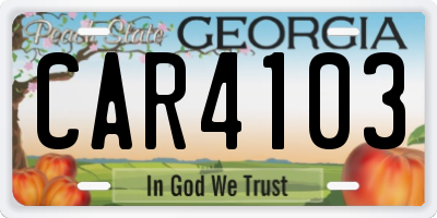 GA license plate CAR4103