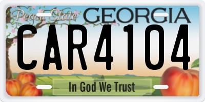 GA license plate CAR4104