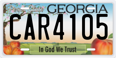 GA license plate CAR4105