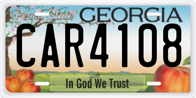 GA license plate CAR4108