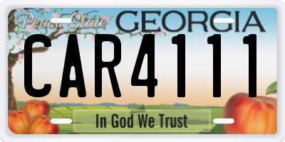 GA license plate CAR4111