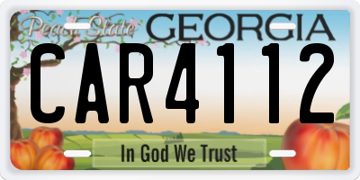 GA license plate CAR4112