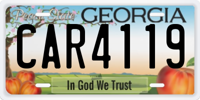 GA license plate CAR4119