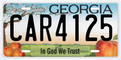 GA license plate CAR4125