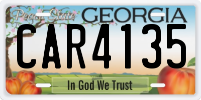 GA license plate CAR4135