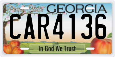 GA license plate CAR4136