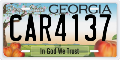 GA license plate CAR4137