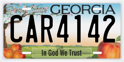 GA license plate CAR4142