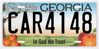 GA license plate CAR4148