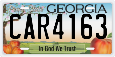 GA license plate CAR4163