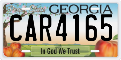 GA license plate CAR4165