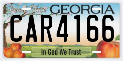 GA license plate CAR4166