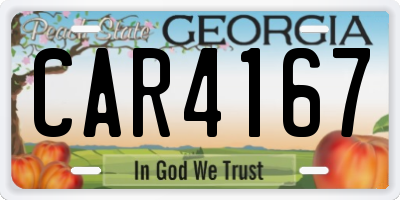 GA license plate CAR4167