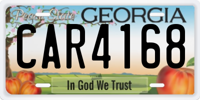 GA license plate CAR4168