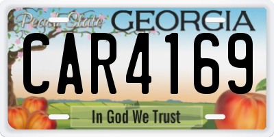 GA license plate CAR4169