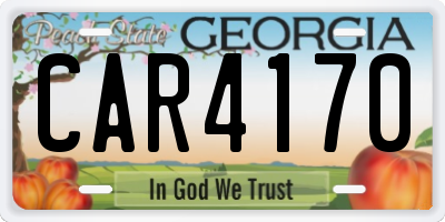 GA license plate CAR4170