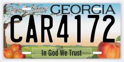 GA license plate CAR4172