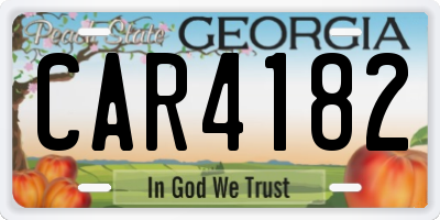 GA license plate CAR4182