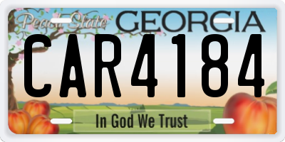 GA license plate CAR4184