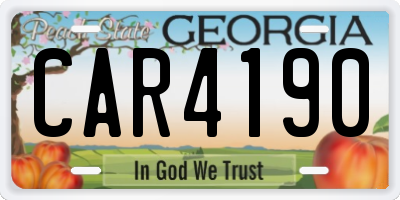 GA license plate CAR4190