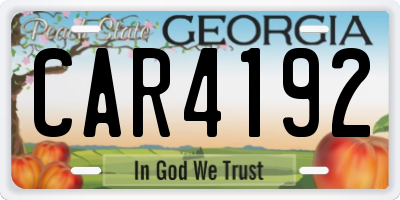 GA license plate CAR4192