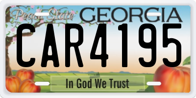 GA license plate CAR4195